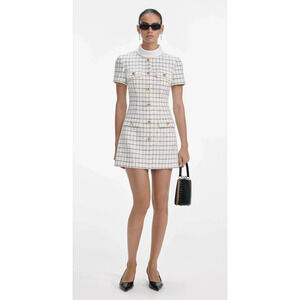 Self Portrait Check Boucle Mini Dress US 4